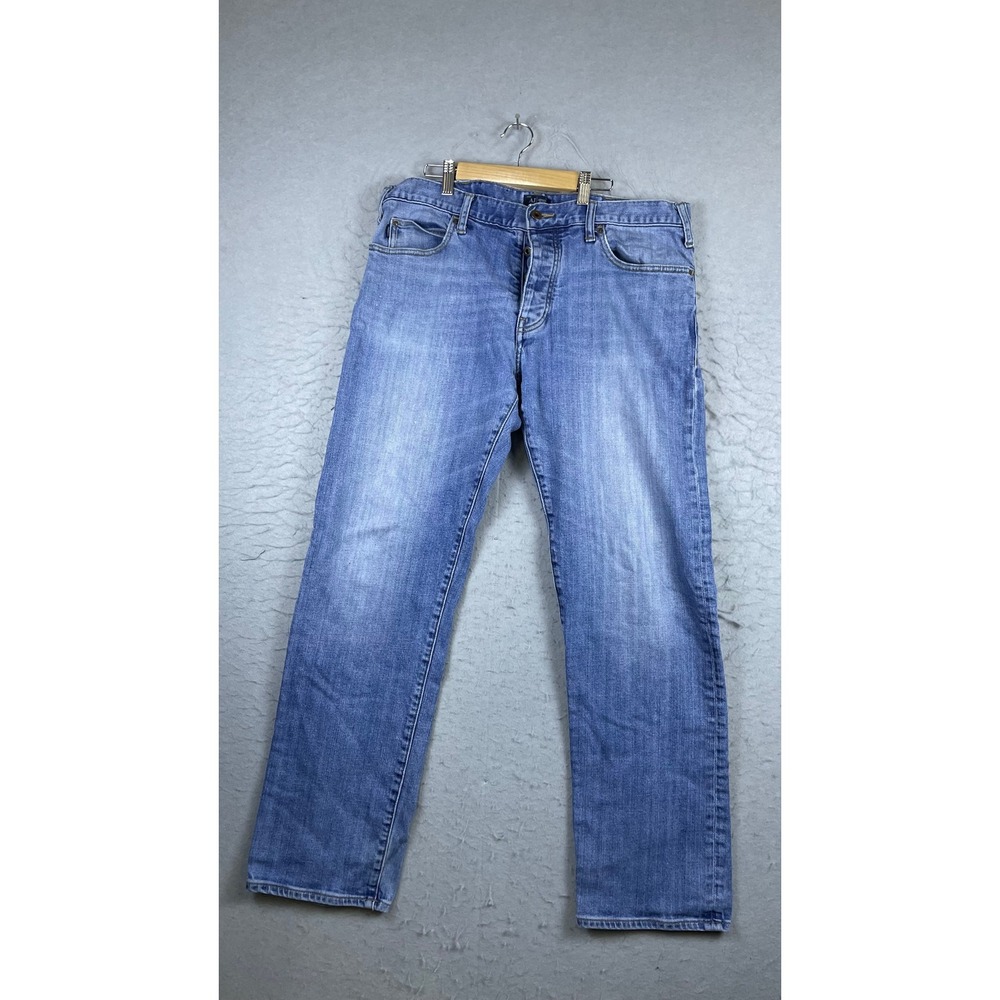 Armani Jeans Straight Leg Denim Men 37x31 Blue Good Eagle Logo Button Fly